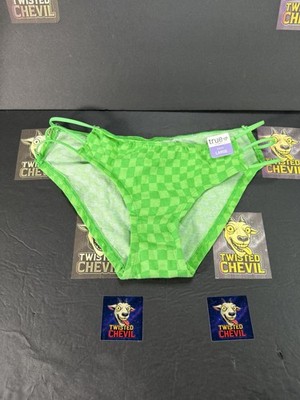 True Rue21 Women L Bikini Checks Checkered Geometric Stretch Cotton Spandex Sexy