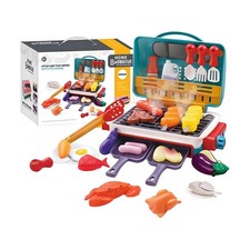 Kids BBQ Grill Playset Sensory Pretend Barbecue Kit With Sizzling Sound And Ligh