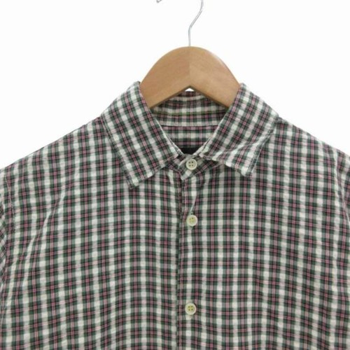Dsquared DSQUARED2 Check Shirt Seersucker Embroidery Long Sleeve 44 S Green Used - Picture 3 of 7