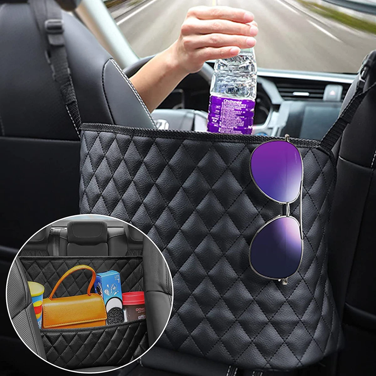 Car Purse Holder Net Pocket Handbag Holder for Car Front Seat