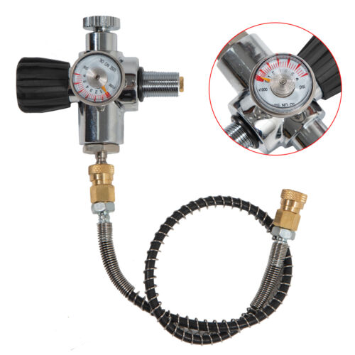 High Pressure PCP Paintball Fill Station Air Tank Valve Regulator + Hose 4500PSI