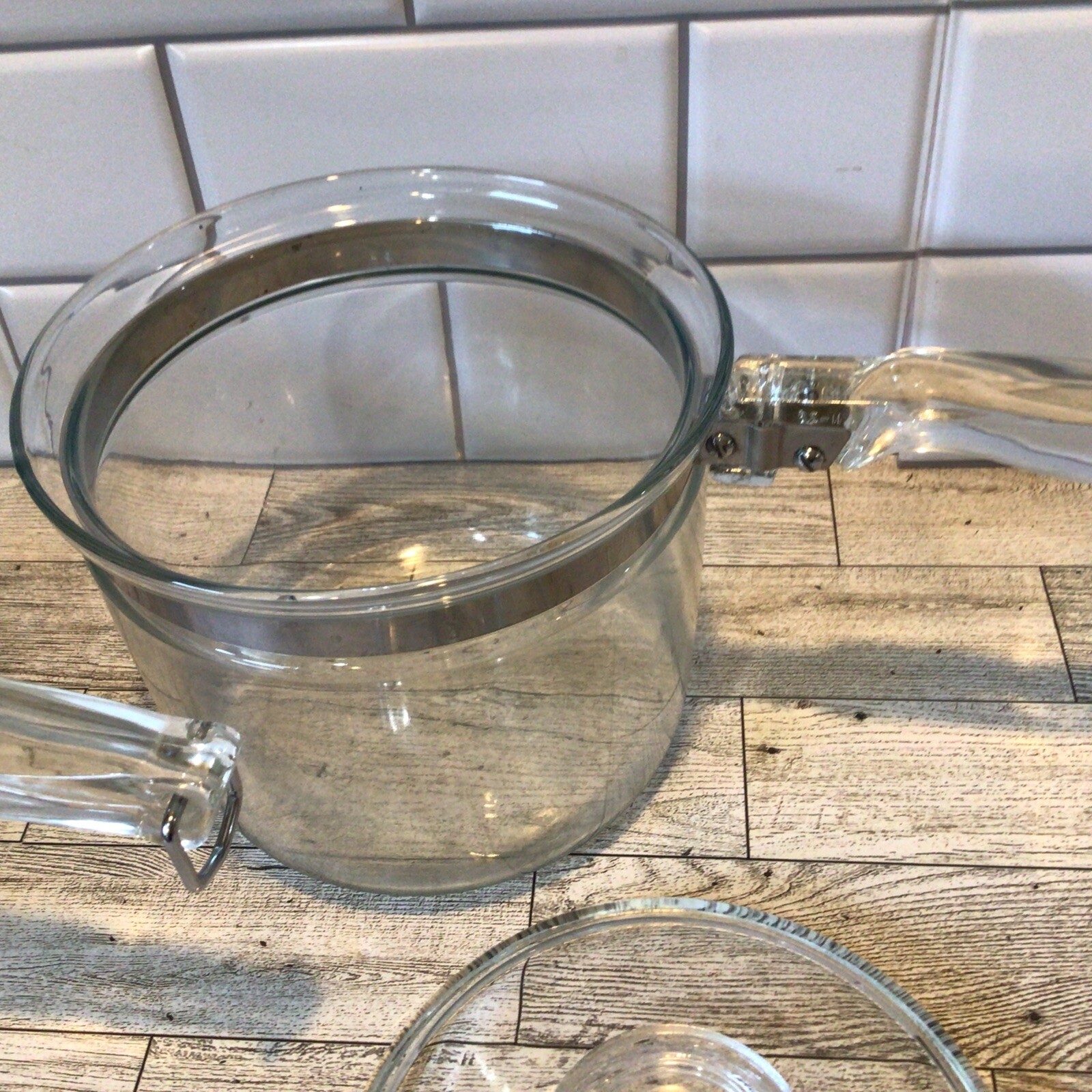 Vintage PYREX Flameware Clear Glass Double Boiler 6283 COMPLETE w/ Lid