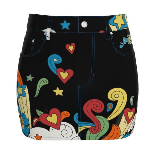 SimiShoo Floral Fantastic Retro Denim Skirt - Picture 5 of 6