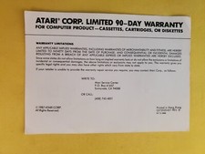 atari 90 day warranty insert