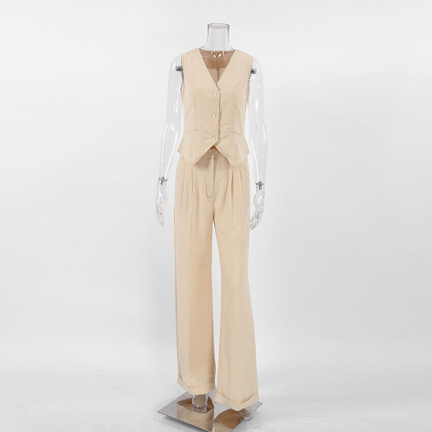 Sleeveless vest low waist pants two piece set main image 1
