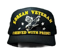 Korean Veteran I Served With Pride USA Made Vintage Trucker SnapBack Hat Cap