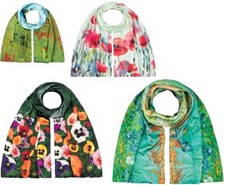 Foulard En Soie 100 % Soie Grand Foulard Pensées Monet Coquelicots