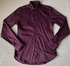 New Moss London Extra Slim Fit Burgundy Red Button Down Dress Shirt Sz 14.5