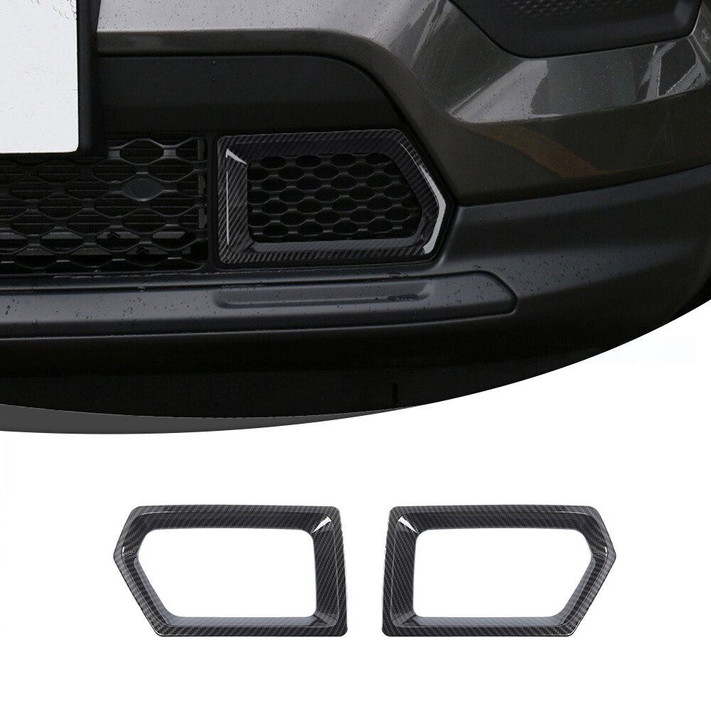 2x Carbon Fiber Front Bumper Grill Frame Panel Cover Trim For Jeep