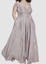 B Darlin Womens Pink Off The Shoulder Glitter Gown Prom Dress Plus Size 14W