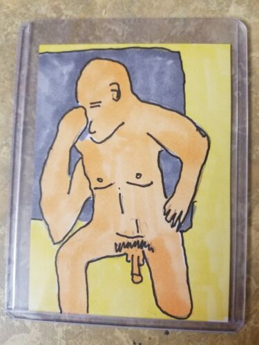 Mormo Zine Artist Trading Card ACEO Nude Man Figure Drawing Original Artwork