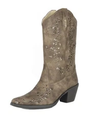 Roper Western Boots Womens Alisa Glitter B Brown 09-021-1556-0773 BR