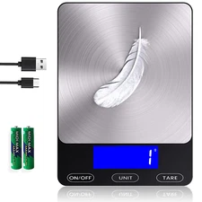 Scale -33Lb Digital Kitchen Scale for  Ounces Grams Rechargeable 304 Stainless S