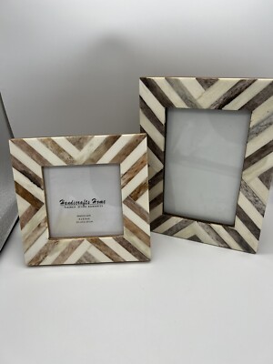 Handicrafts Home 2 Picture Frames Chevron Herringbone 5.5 x3.5  And 4 x4 