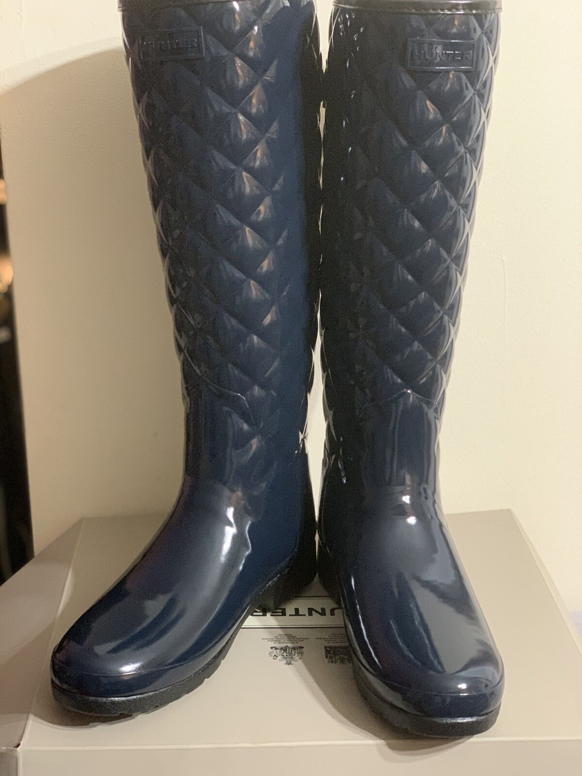 hunter black quilted rain boots