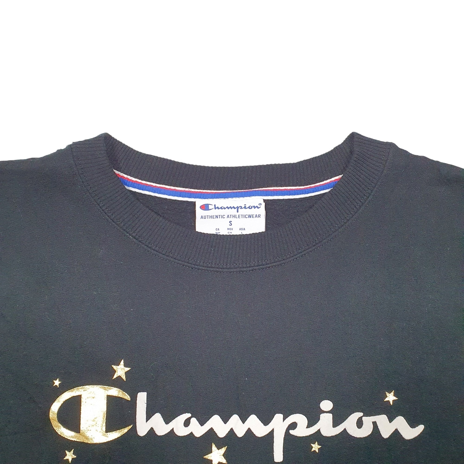 CHAMPION Crewneck Script Stars Jumper Sweatshirt Womens S image 2