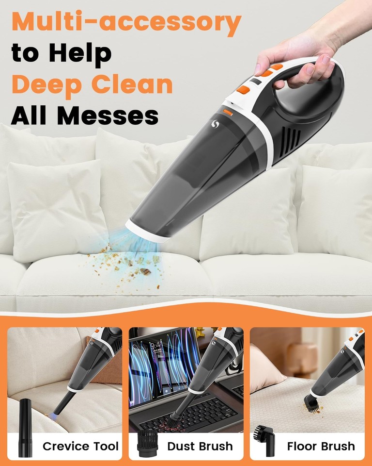 Handheld Vacuum Cordless, 15000Pa Small Car Vacuum Cleaner High Power