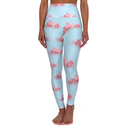 Leggings Yoga Pants - Blue Pink Cloud