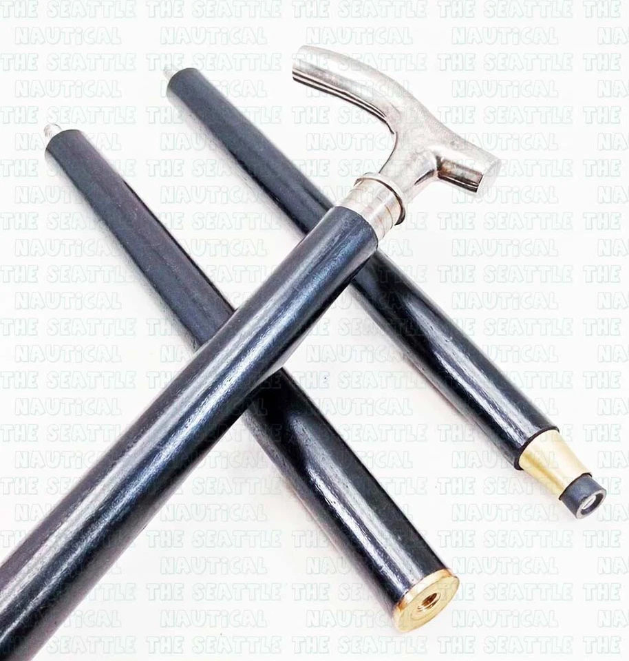 Designer Walking Cane Vintage Wooden Walking Stick Silver Brass Derby Handle Can Foto 2 de 4