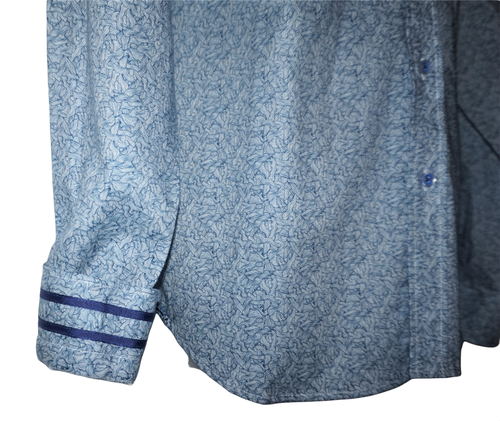 Camisa Robert Graham Mangas Largas SOLIS Grande Azul Marino Patrón Abstracto Tejido Nuevo con Etiquetas - Imagen 7 de 9