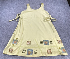 Blue Fish Women's Size 1 Yellow Long Graphic Custom Dress Stained Measured