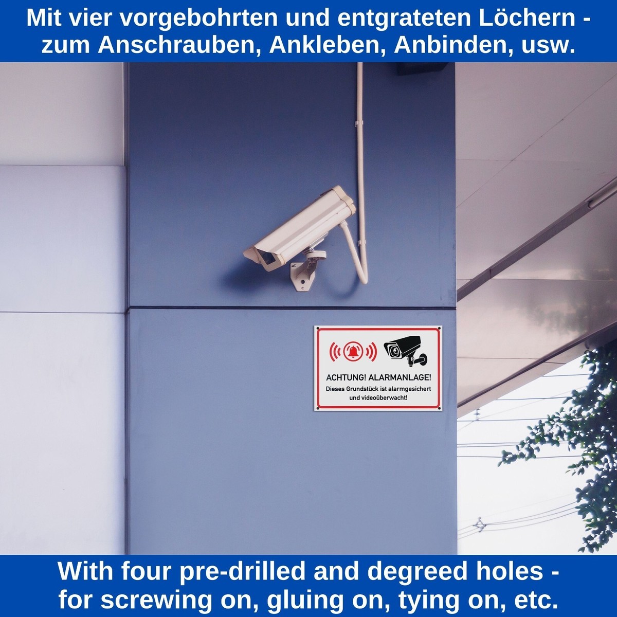 Warnhinweis-Schild „Audio- Und Videoüberwachung Im Einsatz“ | 30,5x20,3 Cm | 2 Stück | Für Geschäfte, Eingänge & Grundstücke