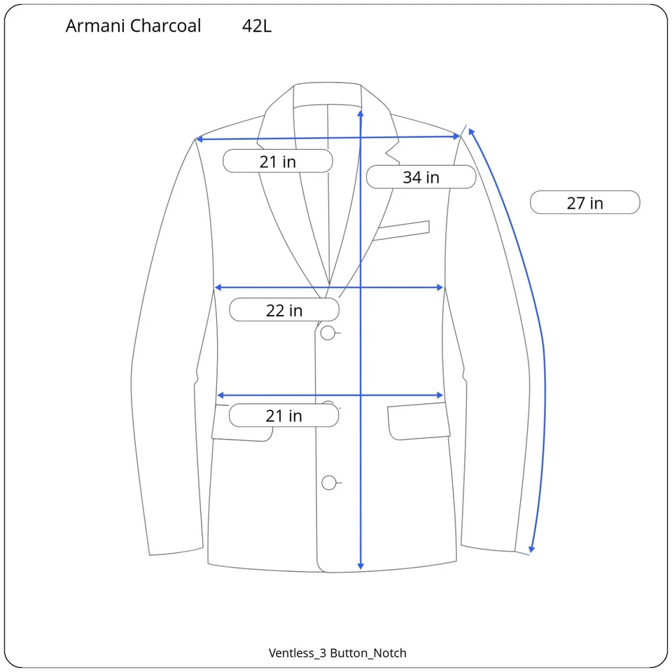 ARMANI CELLEZIONI Mens Charcoal ITALIAN Pinstripe Sport Coat Blazer Jacket 42L - Image 2 of 4