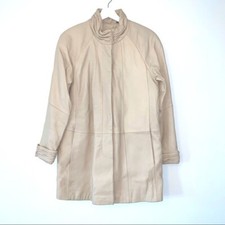 Vintage Tibor Leathers Beige Leather Coat 10p