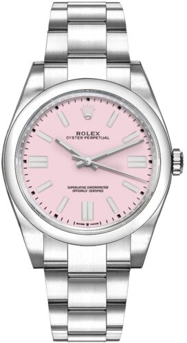 Rolex Oyster Perpetual New Pink Dial Chronometer Swiss-Made Womens Steel Watch