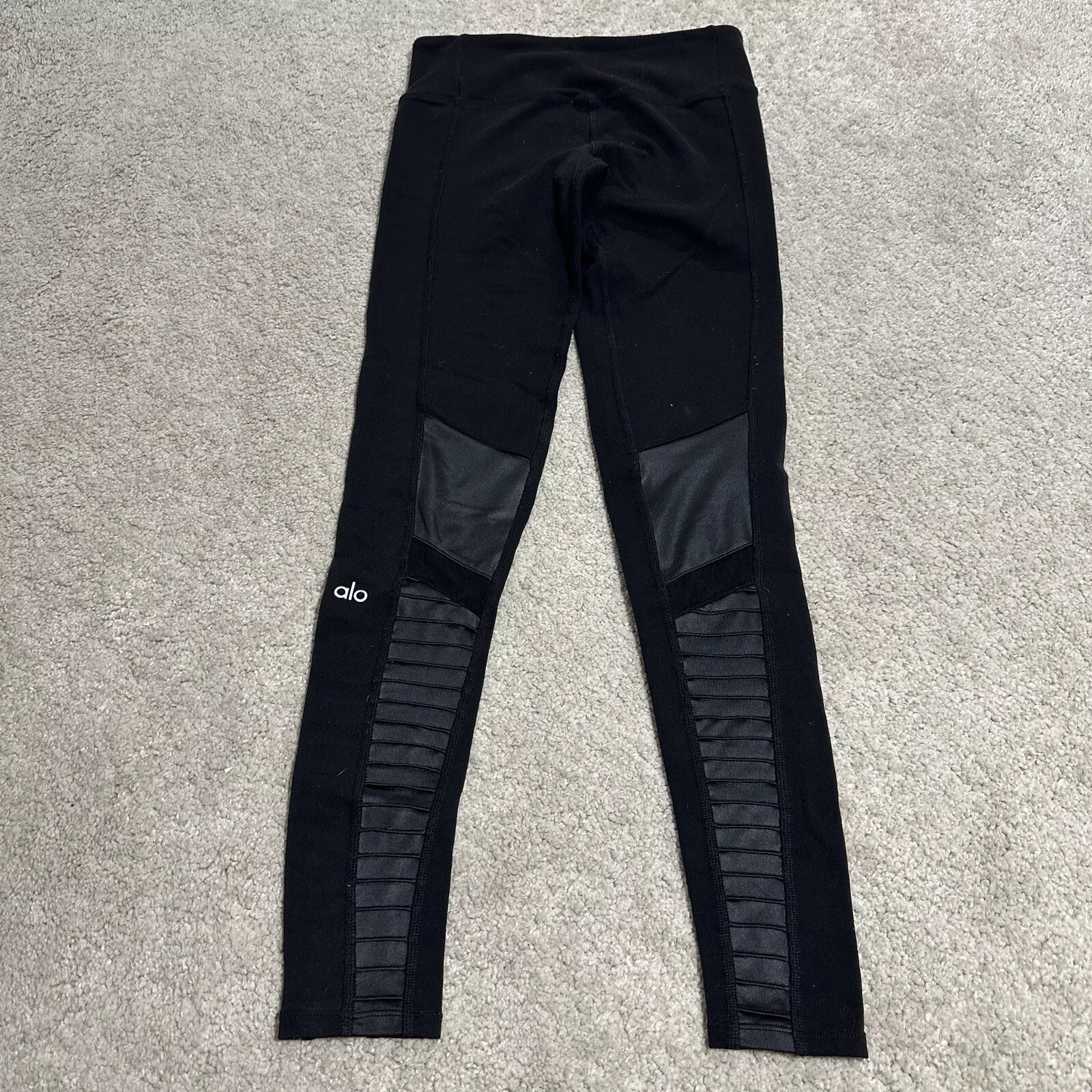 alo-yoga moto textured skinny mid rise stretch leggings
