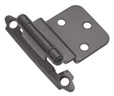 Hickory Hardware P143-BL Black Partial Inset Self Closing Cabinet Door Hinge 2Pk
