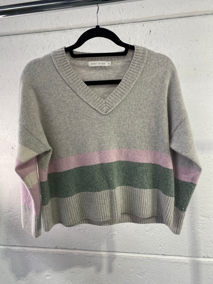 BANDE STUDIO Colour Block V Neck Wool Blend Size 14 AU pre owned View 4
