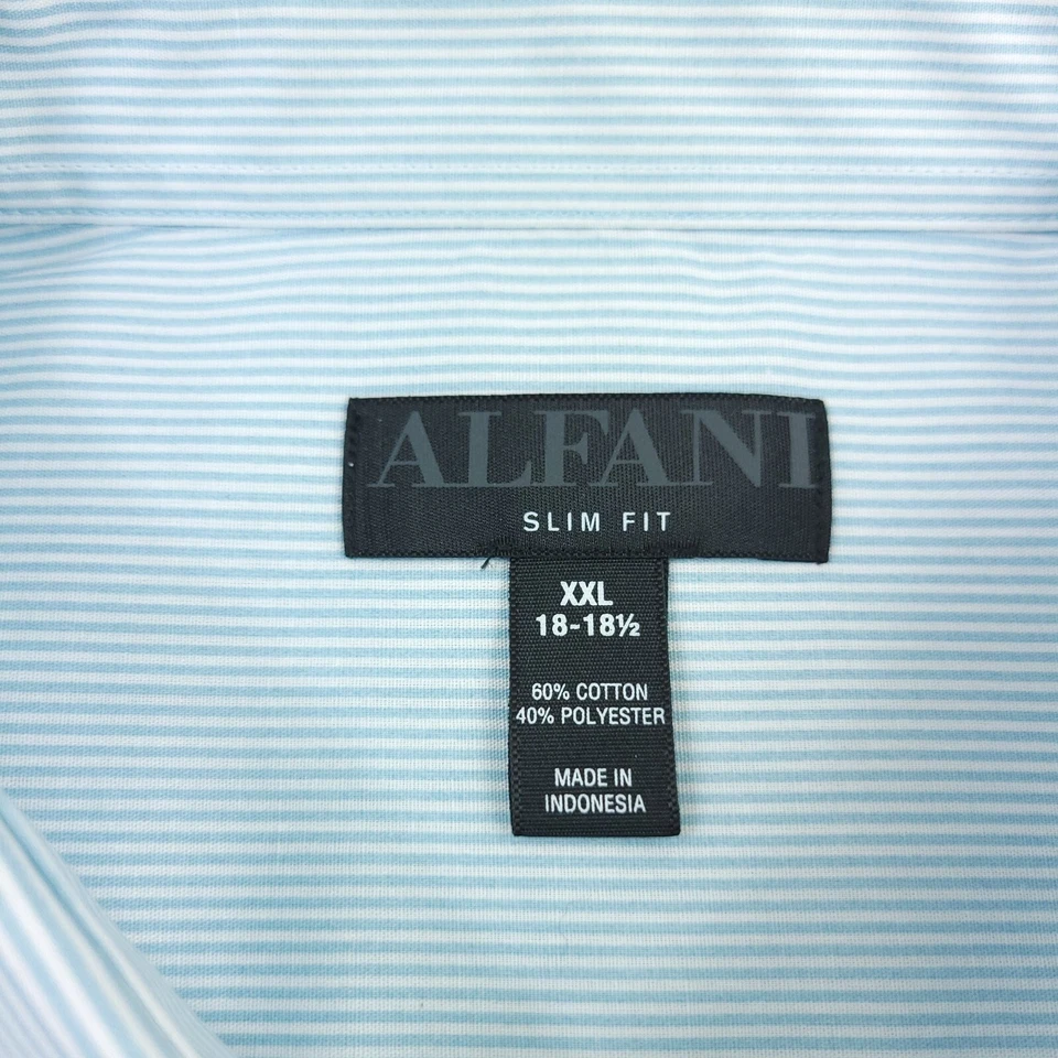 Camisa de vestir ajustada a rayas azul y blanco Alfani para hombre talla 2XL - 18-18 1/2 Foto 3 de 4