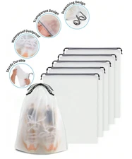 5pcs Travel Shoe Bags – Large Transparent Drawstring, Waterproof & Dustproof-NEW