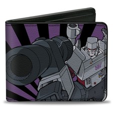 Bi-Fold Wallet Transformers Megatron Blaster and Standing Poses Rays Black/Purpl