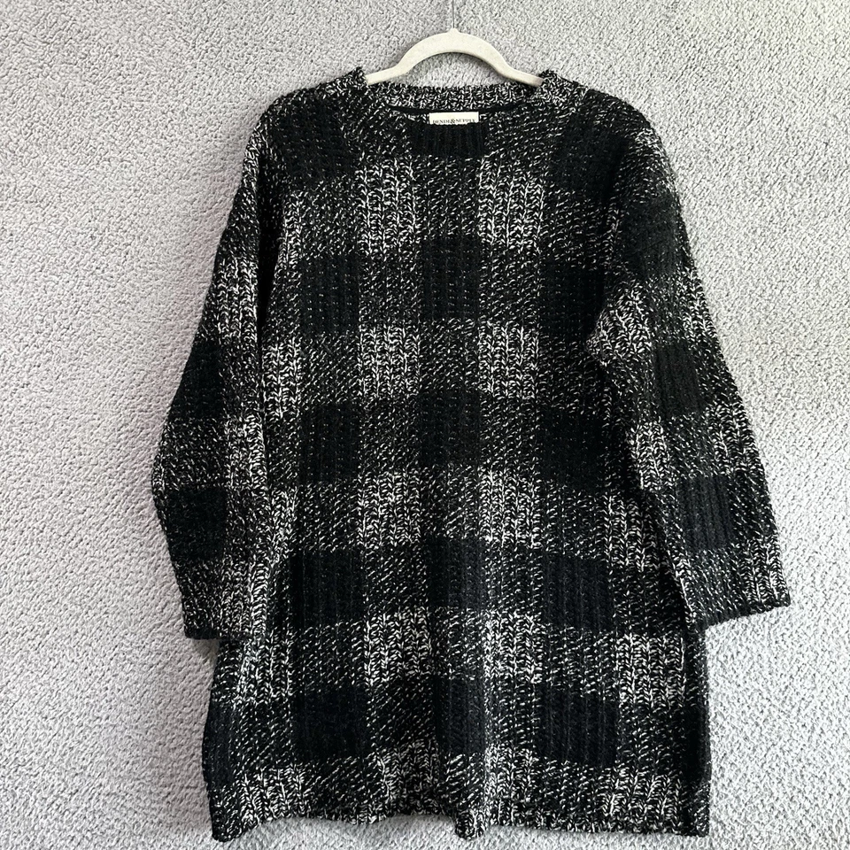 Suéter Ralph Lauren Denim & Supply Negro a Cuadros 100% Lana Grueso Tejido Mediano