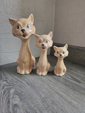 vintage sylvac beige cats set of three graduating