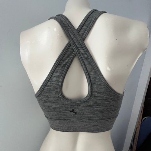 Joy Lab High Neck Sports Bra Criss Cross Back Heathered Gray Extra Small XS - Picture 2 of 7