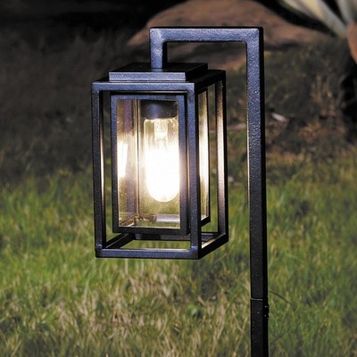 19'' Black Metal Vintage Low Voltage LED Path Landscape Light Clear Glass Shade