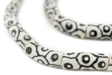 Black  White Eye Krobo Beads 11mm Ghana African Black and White Elbow Glass