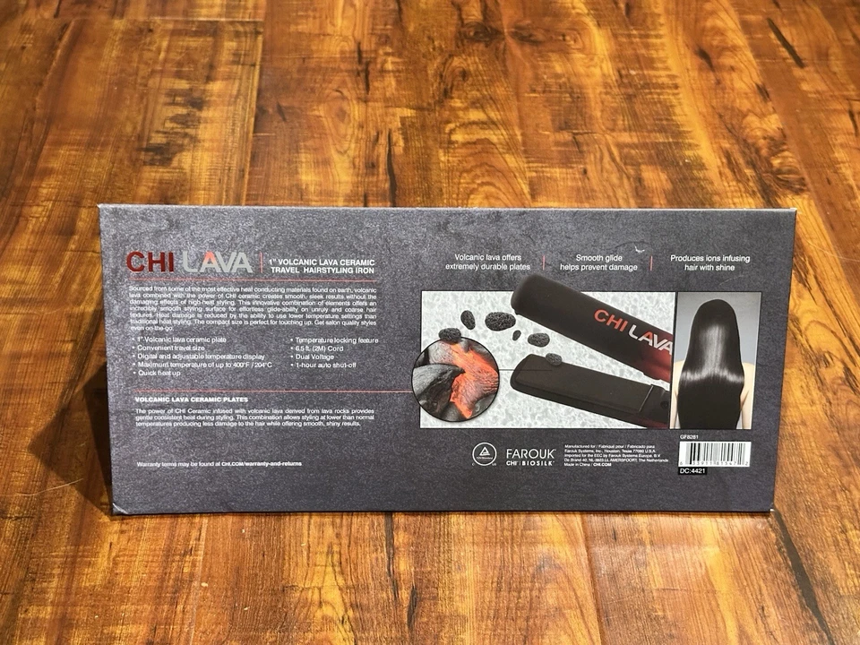 Chi Lava 1" Cerámica Volcánica Farouk Rojo y Negro Viaje Peluquería Plana Nuevo Foto 2 de 4