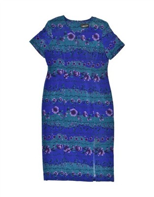 Sag Harbor Damen Maxi Etuikleid UK 16 Large blau Blumen Polyester AR08
