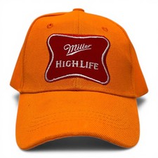 Miller High Life Baseball Cap Men OS Orange Excellent Embroidered Logo Hat
