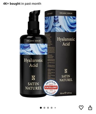 SatinNaturel ORGANIC Hyaluronic Acid Serum Concentrate 100ml - High-Dosed, Vegan