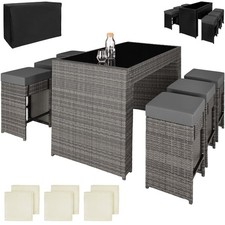 Polyrattan Alu Barset Bartisch Barhocker Garten Bar Gartenmöbel Tisch Hocker Set