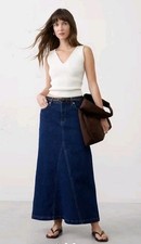 Banana Republic NWT Skirt Womens 6 Dark Wash Denim Maxi Split Jean Zip Fly
