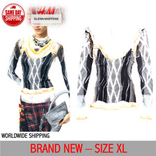 SIZE XL - BRAND NEW ✨ H&M Designer Glenn Martens Slim Fit Printed Top Patterned