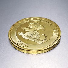 Year of the Rat Chinese Commemorative Coin Souvenir Collectible Golden