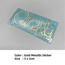 2 Pezzi Adesivi Metallo Autoadesivi Logo Testata Firma Chitarra PRS Golden