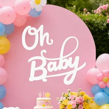 White Felt Oh Baby Sign - Reusable Letter Banner for Backdrop, Balloon Arch Deco